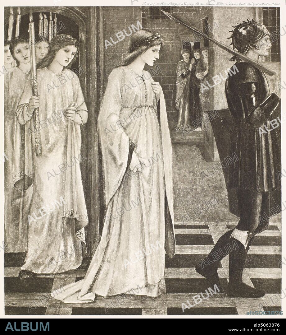 St George Series, The Princess led to the Dragon, 1900 After: Sir Edward Burne-Jones (d.1898) Publisher: Berlin Photographic Company, 19th Century, Religion, Women, CandlePre-Raphaelite, Photographic print, Photogravure, Male, Religion, Saint.