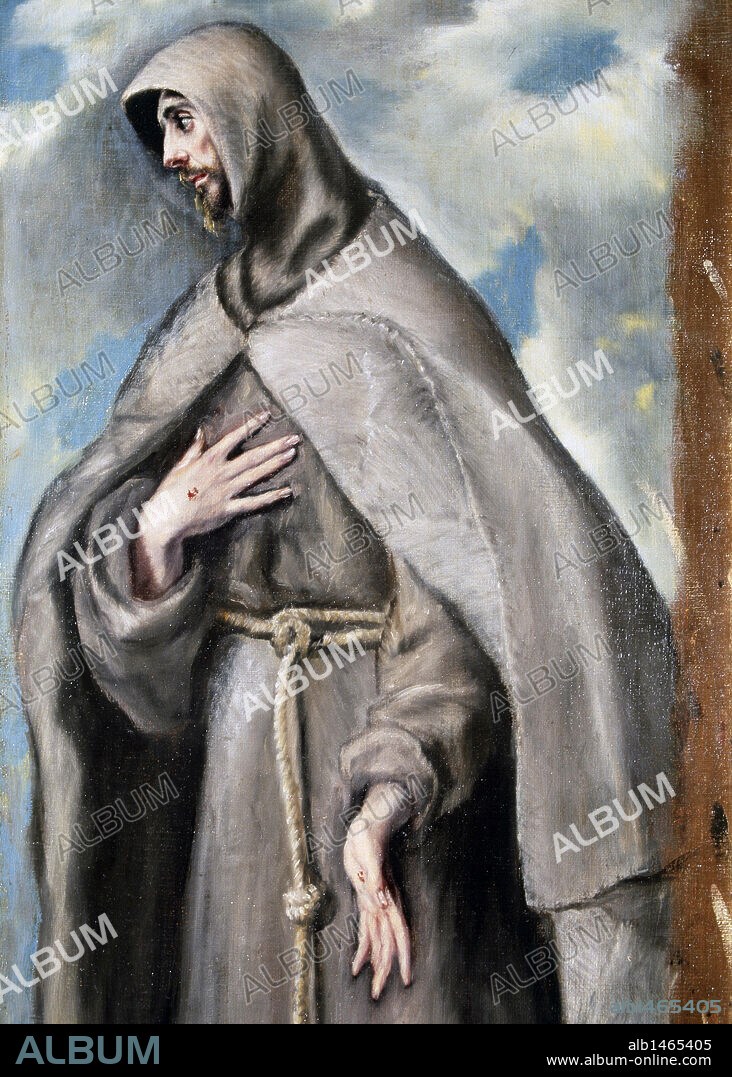 RENAISSANCE ART. SPAIN. GRECO, Doménikos Theotokópoulos, called EL (Candía, 1541-Toledo, 1614). Cretan painter, representative of the last phase of Mannerism. "SAN FRANCISCO DE ASIS" around 1590. Detail. Santa Cruz de Toledo Museum. Deposit Church of San Nicolás. Castilla la Mancha.