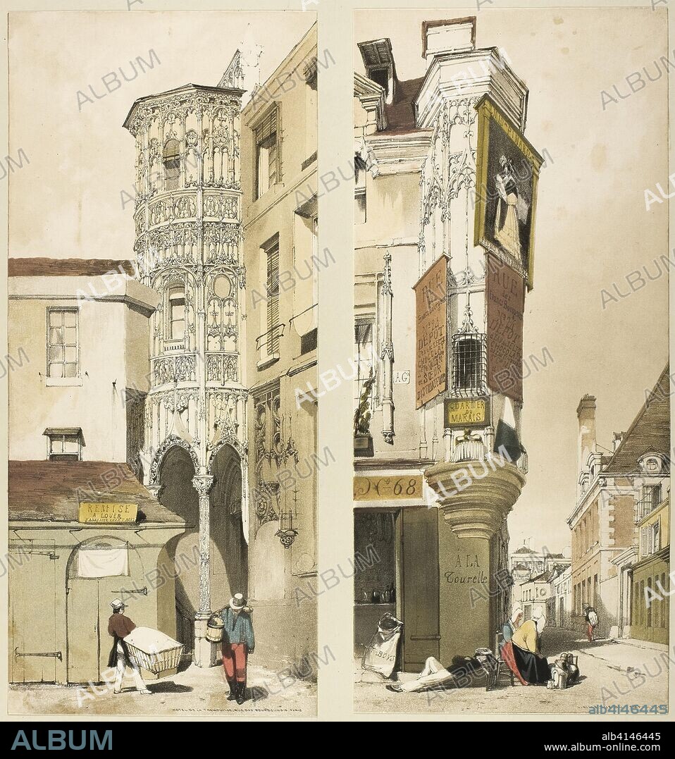 Hotel de la Tremouille, Paris. Thomas Shotter Boys (English, 1803-1874); published by Charles Joseph Hullmandel (English, 1789-1850). Date: 1839. Dimensions: 344 × 152 mm (image/sheet, left); 344 × 155 mm (image/sheet, right). Color lithograph on paper. Origin: England.