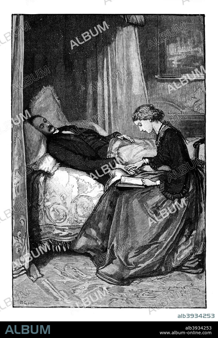 Princess Alice reading to her father, Prince Albert, c1850s. Princess Alice (1843-1878) reading to Prince Albert (1819-1861), husband of Queen Victoria. Illustration from The Life & Times of Queen Victoria, by Robert Wilson, Vol III.