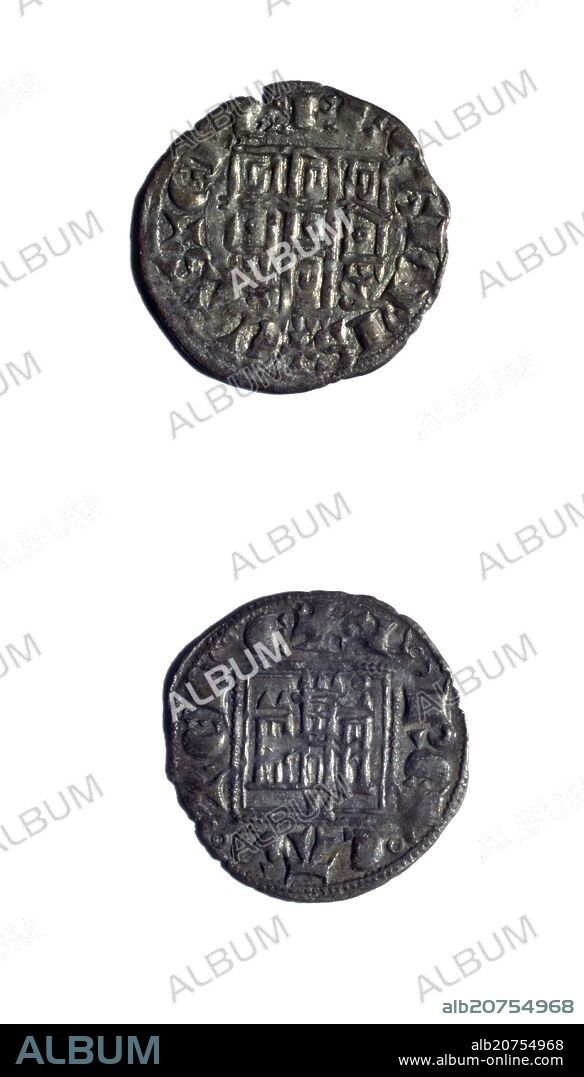 MONEDA(CASTILLO GRANDE=1 CORNADO Y 1 DINERO NOVEN)ALFONSO XI-AÑO 1311-1350.