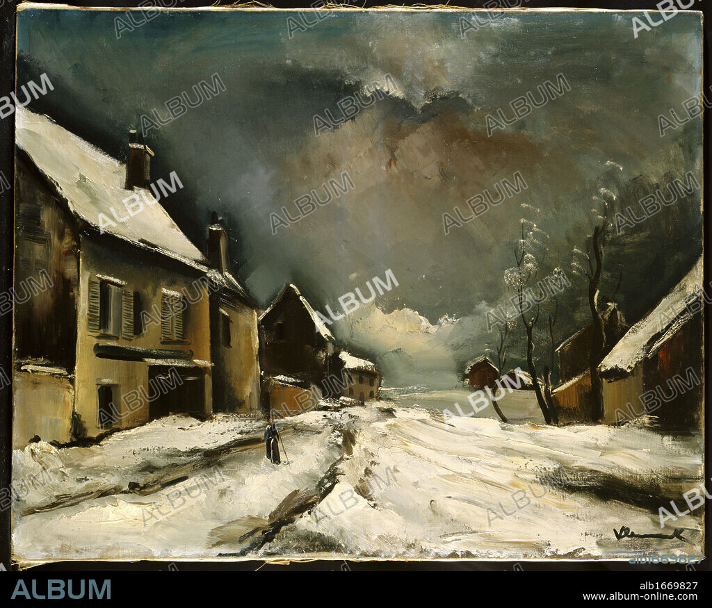Valmondois under Snow by Maurice de Vlaminck, oil on canvas, 1876-1958.