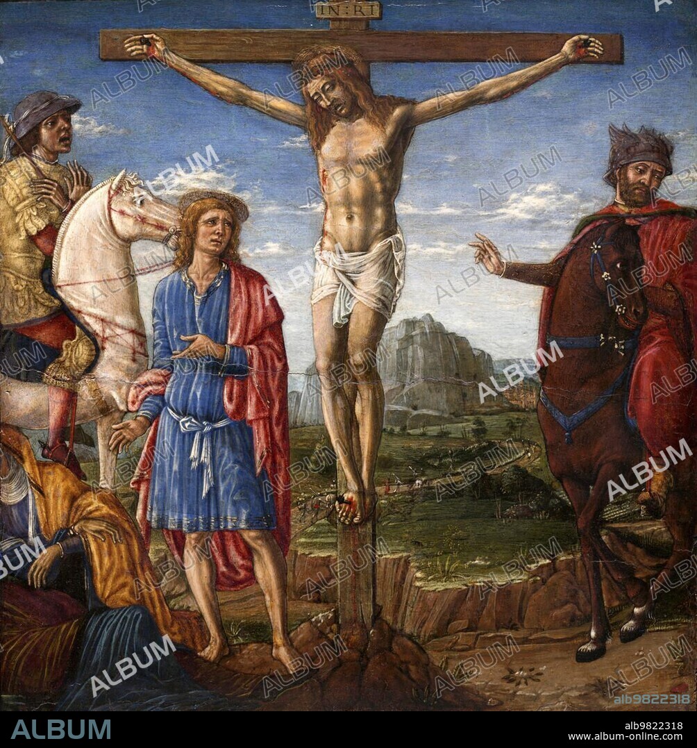 The Crucifixion; Execution; of Jesus of Nazareth; Christ; Good Friday; Golgotha; 1470; by Matteo di Giovanni; Italy; Historical; digitally restored reproduction from a 19th century original; Europe.