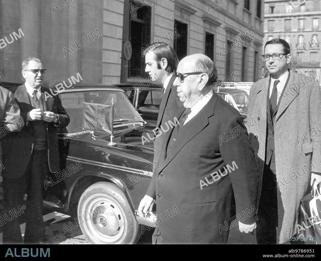 April 7, 1975. The trial of Matesa began. One of the Defense Lawyers in the Matesa trial, Mr. José María Gil Robles, Upon His Arrival at the Palace of Justice.