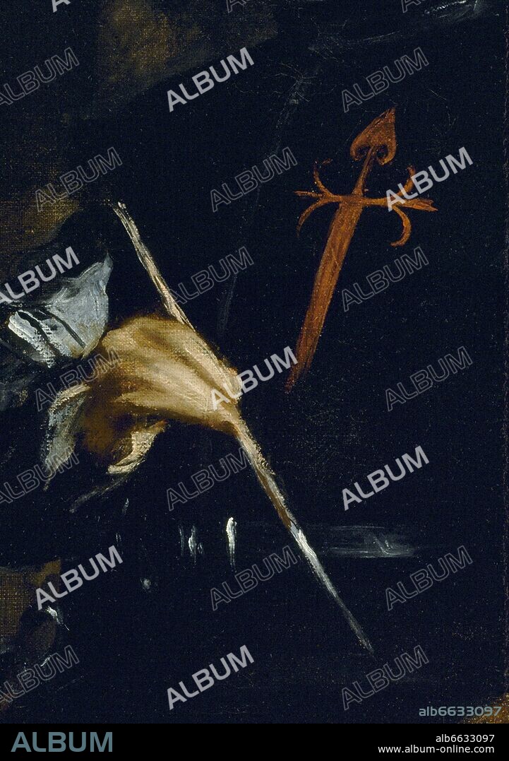 DIEGO VELAZQUEZ (1599-1660). LAS MENINAS - DETALLE DEL PINCEL Y LA CRUZ DEL PECHO DE VELAZQUEZ - 1656 - OLEO/LIENZO - CONJUNTO 106240 - BARROCO ESPAÑOL - NP 1174.
