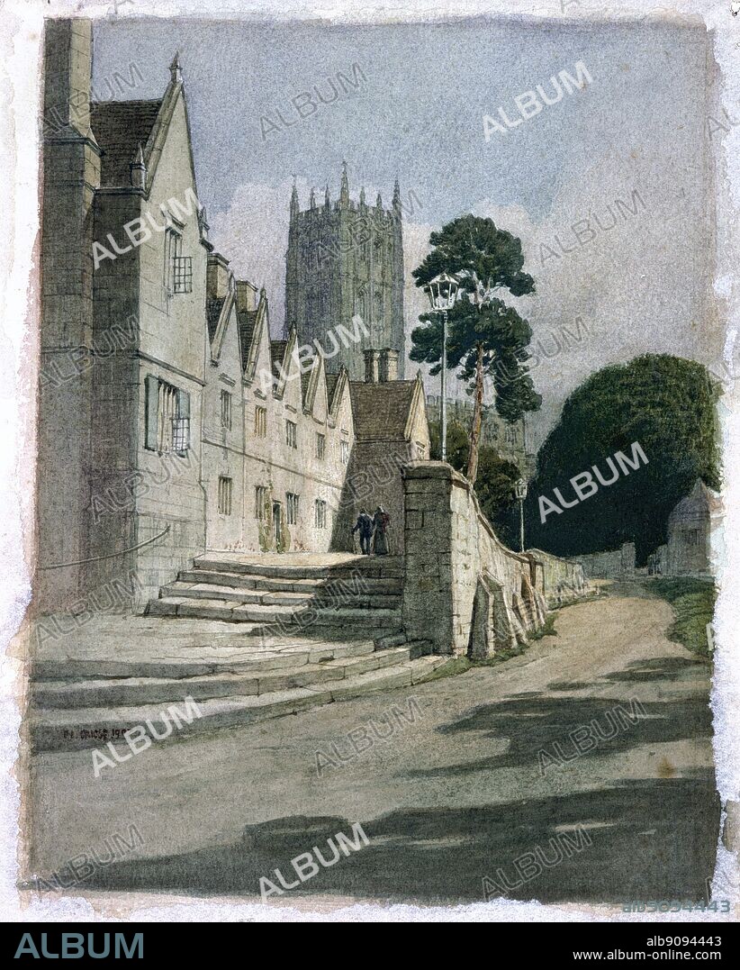 Almshouses at Chipping Campden 1907. by F. L. Griggs. (Cheltenham Art Gallery and Museum). ©2006 TopFoto.