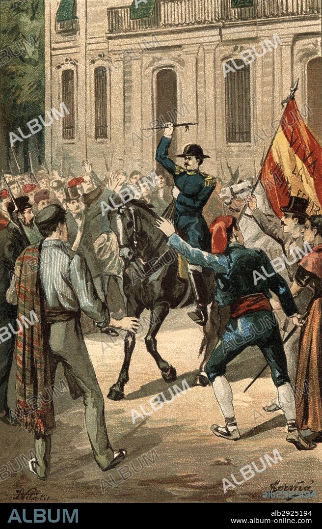 España. Catalunya. La Jamancia. Revuelta centralista progresista contra el gobierno de España por el incumplimiento de acuerdos con la Junta Central en 1843. Grabado de 1880.