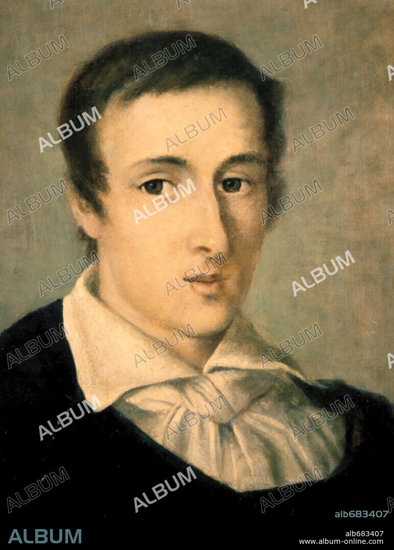 Portrait of Chopin as young-man, Polish composer and pianist, detail.