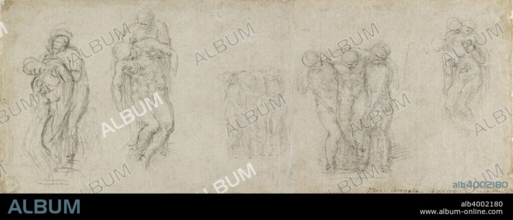 Studies for a Pieta and an Entombment, 16th century. [Pieta]. Dimensions: height x width: sheet 10.8 x 28.1 cm.