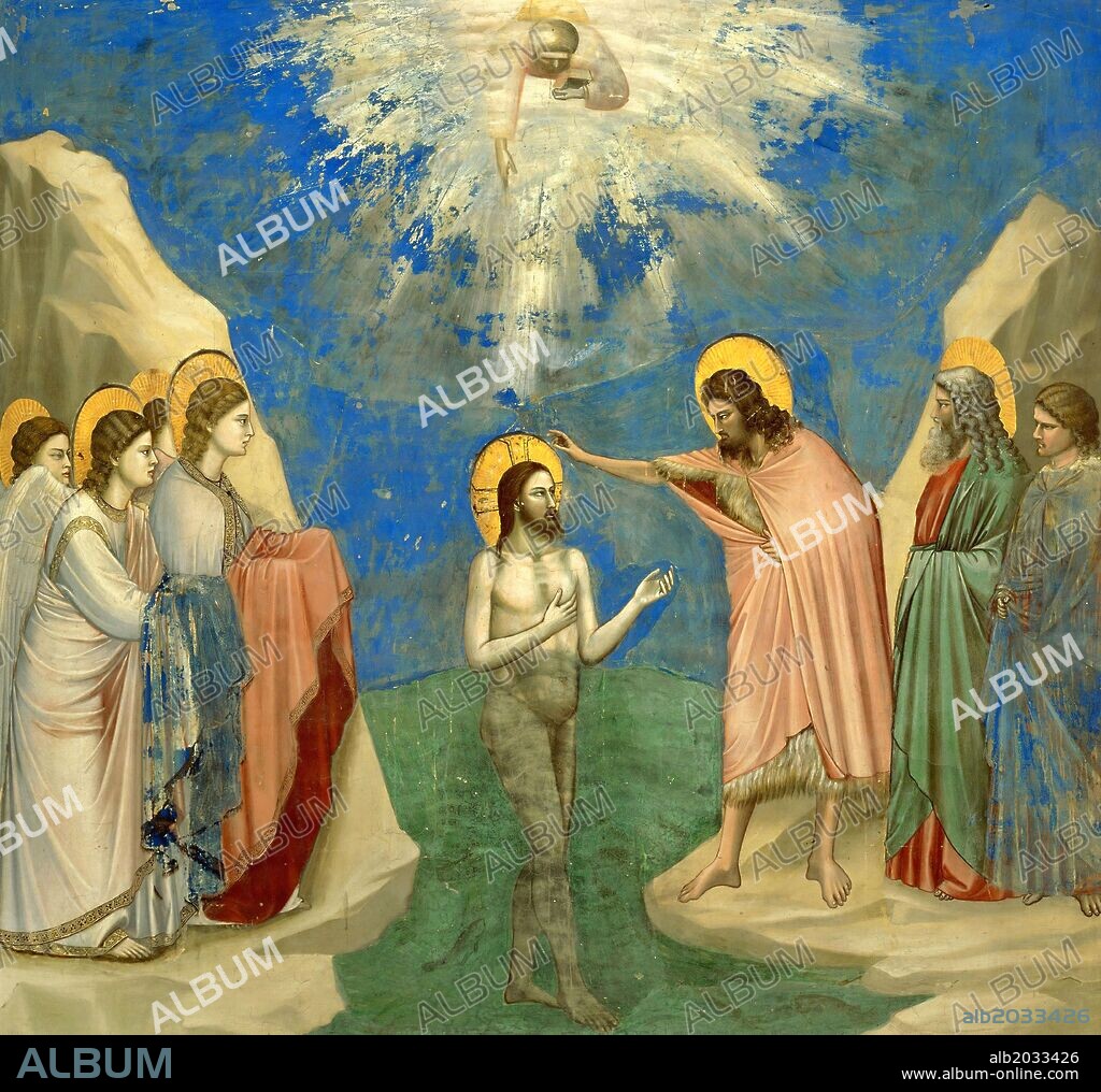 GIOTTO DI BONDONE. Giotto / 'The Baptism of Christ', 1303-1310, Fresco.