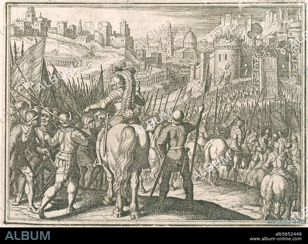 MATTHÄUS MERIAN DER. Erster Kreuzzug 1096-99 / Eroberung der Stadt Antiochia, 3. Juni 1098. "Antiochia belagert und eingenommen". Kupferstich von Matthäus Merian d. Ä. (1593-1650). Aus: Johann Ludwig Gottfried, Historische Chronica, Frankfurt a. M. (M.Merian) 1630, S. 523. Berlin, Sammlung Archiv für Kunst und Geschichte.