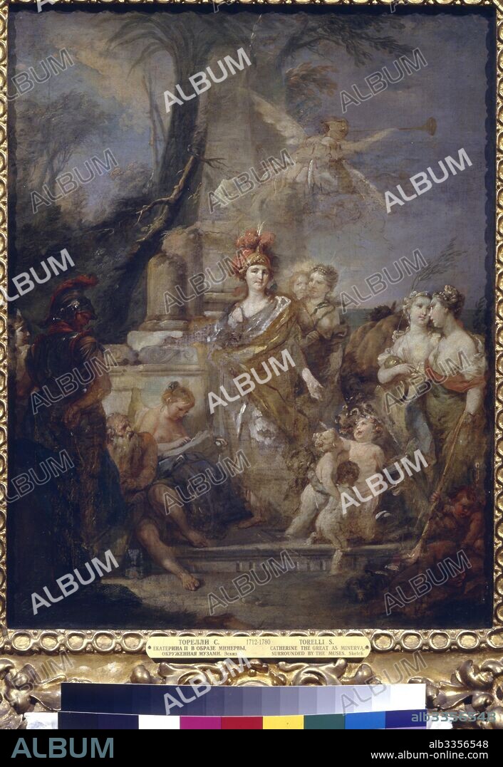 STEFANO TORELLI. Catherine II as Minerva in the Circle of the Muses.