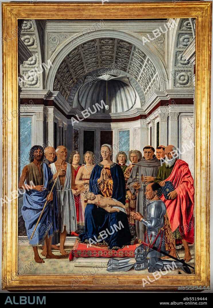 Pala di Brera, or Pala Montefeltro (Sacred Conversation with the Madonna and Child, six saints, four angels and the donor Federico da Montefeltro), Piero della Francesca, tempera and oil on wood, around 1472.