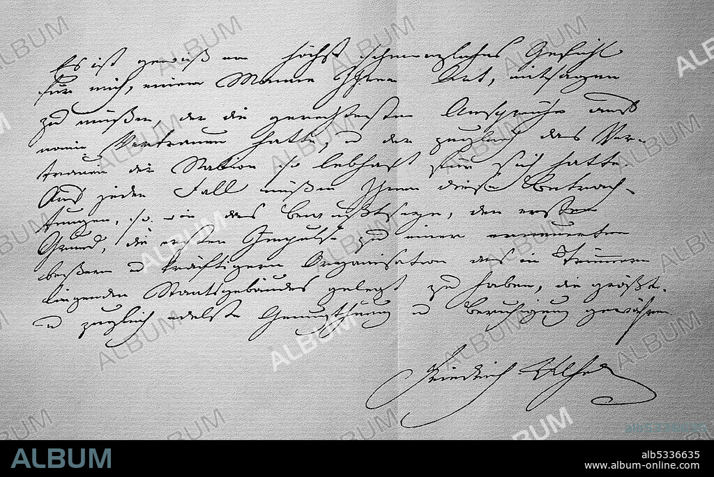 Conclusion of the handwritten letter from King Frederick William III to the Minister Freiherr von Stein dated November 24, 1806  /  Schluß des eigenhändigen Schreibens von König Friedrich Wilhelm III. an der Minister Freiherr von Stein vom 24. November 1806, Historisch, historical, digital improved reproduction of an original from the 19th century / digitale Reproduktion einer Originalvorlage aus dem 19. Jahrhundert,.