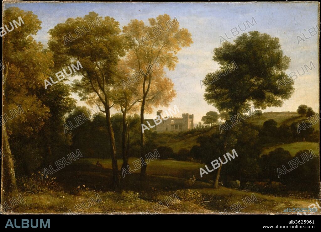 CLAUDE LORRAIN (CLAUDE GELLÉE). View of La Crescenza. Artist: Claude Lorrain (Claude Gellée) (French, Chamagne 1604/5?-1682 Rome). Dimensions: 15 1/4 x 22 7/8 in. (38.7 x 58.1 cm). Date: 1648-50.
In its immediacy and breadth of handling, this small picture recalls drawings that Claude made from nature in the environs of Rome. The composition is recorded in the painter's <i>Liber Veritatis</i>. The building, which still stands in the outskirts of Rome, was a medieval fortress transformed into a country house, which in the seventeenth century belonged to the aristocratic Crescenzi family.