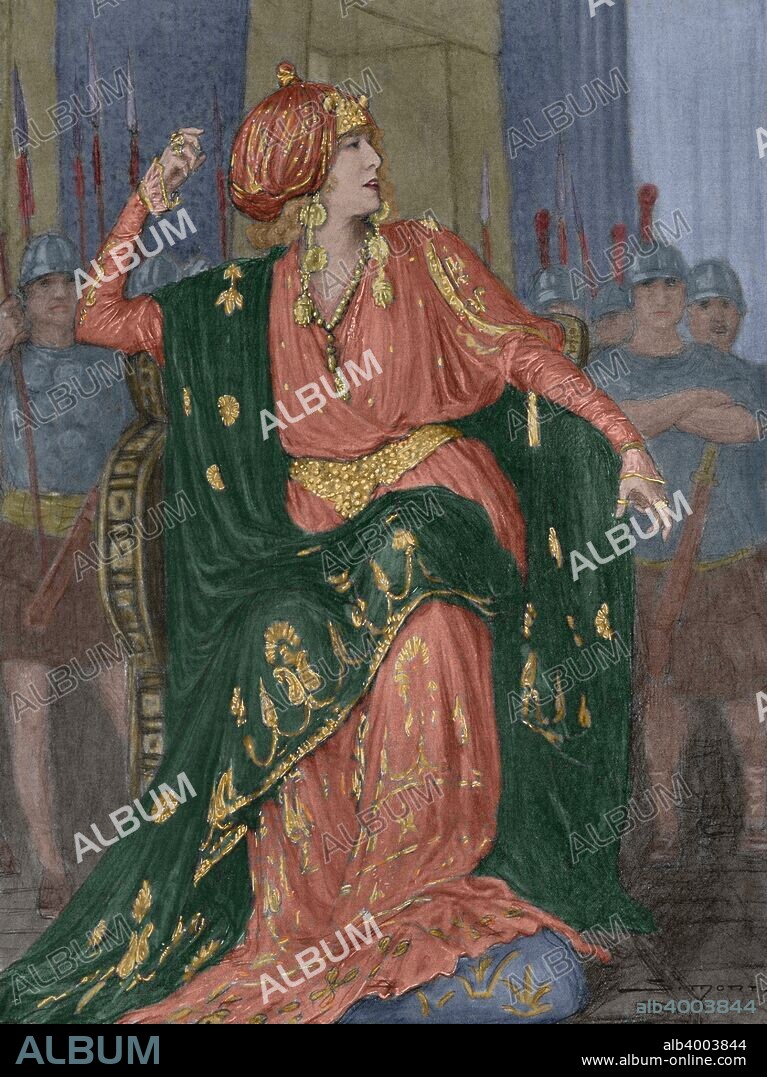 Sarah Bernhardt (Henriette-Rosine Bernard) (Paris, 1844-Paris, 1923). French stage actress of Jewish origin. Actress of the Comedie Franaise and the Odeon. Sarah Bernhardt reappears in Paris performing in "Athalie", 1920. Engraving. Later colouration.