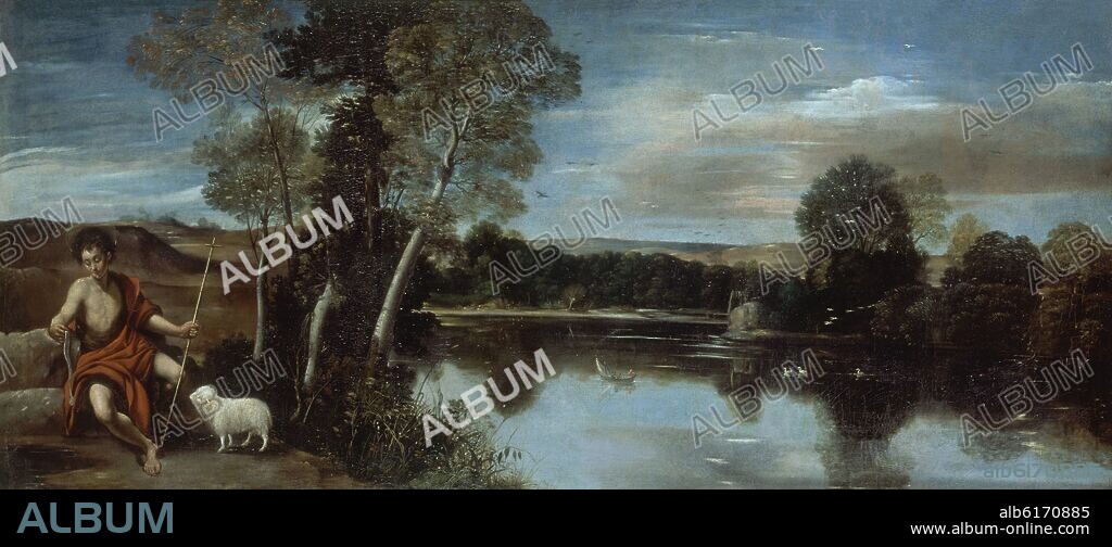 FRAY JUAN BAUTISTA MAINO (1581-1649). PAISAJE CON SAN JUAN BAUTISTA - 1612-1613 - OLEO/LIENZO - 74 x 163 cm - NP 3212 - BARROCO ESPAÑOL.