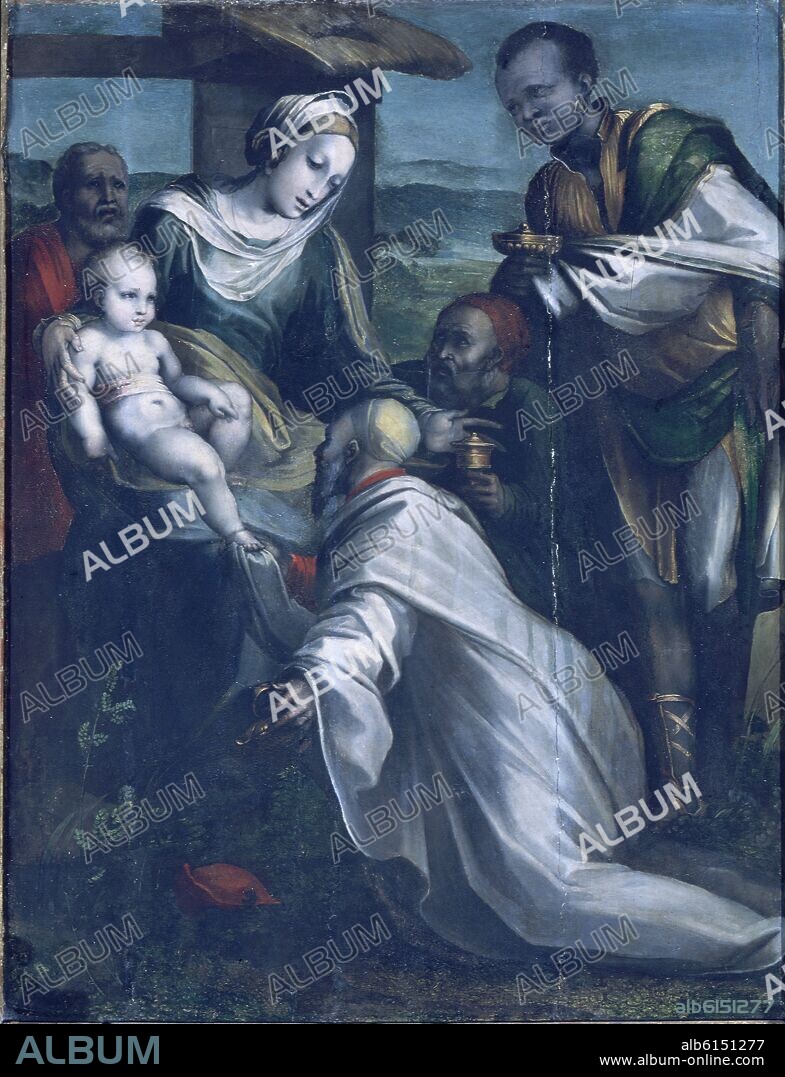 ALONSO BERRUGUETE (1488-1561). ADORACION DE LOS REYES - DETALLE DEL RETABLO MAYOR - SIGLO XVI - RENACIMIENTO ESPAÑOL.