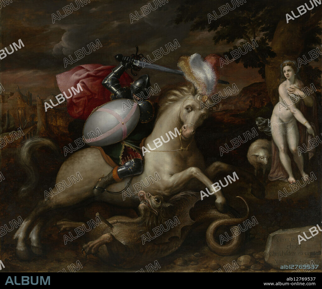 GILLIS COIGNET I. Saint George Defeating the Dragon, 1581.