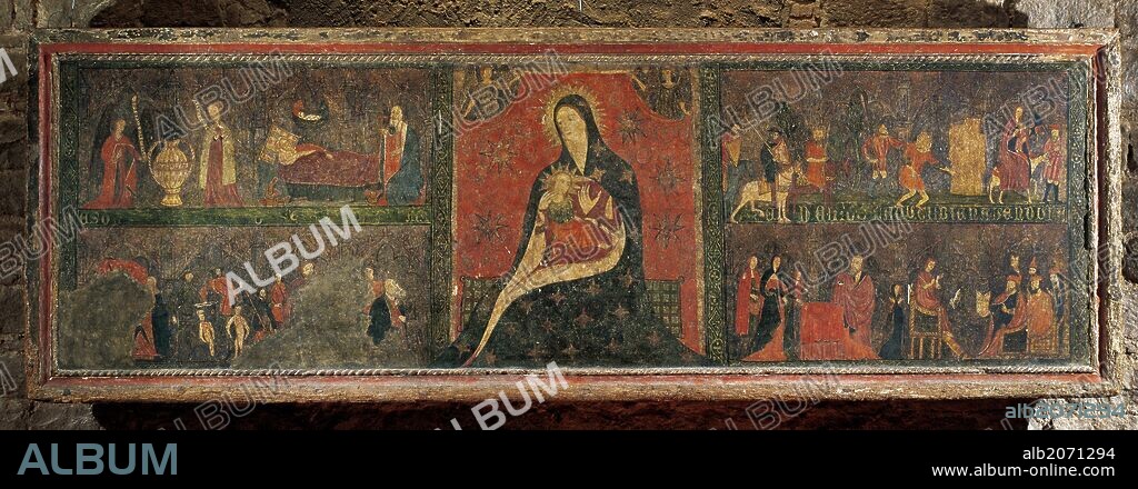 ARTE GOTICO. ESPAÑA. "FRONTAL DE TORDESILLAS". Pintura románica al temple sobre madera. Procede del Convento de Santa Clara de Tordesillas (Provincia de Valladolid). Museo Diocesano de Barcelona. Cataluña.