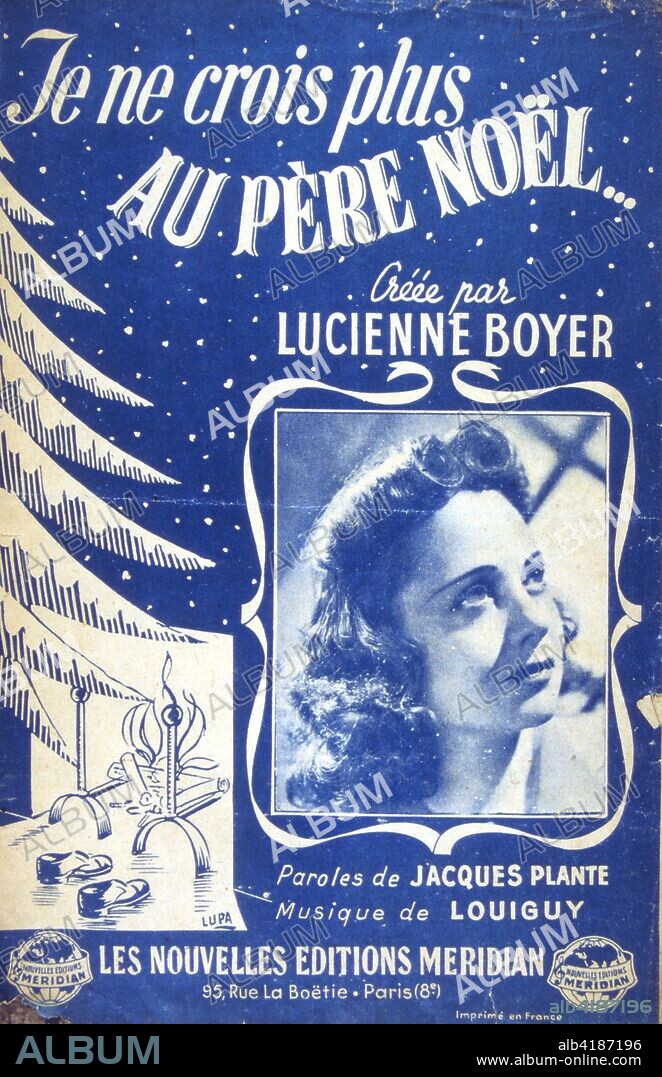 1950 French songbook cover for songs sung by  Lucienne Boyer (1901 – 1983), a French  singer, best known for her song "Parlez-moi d'amour.