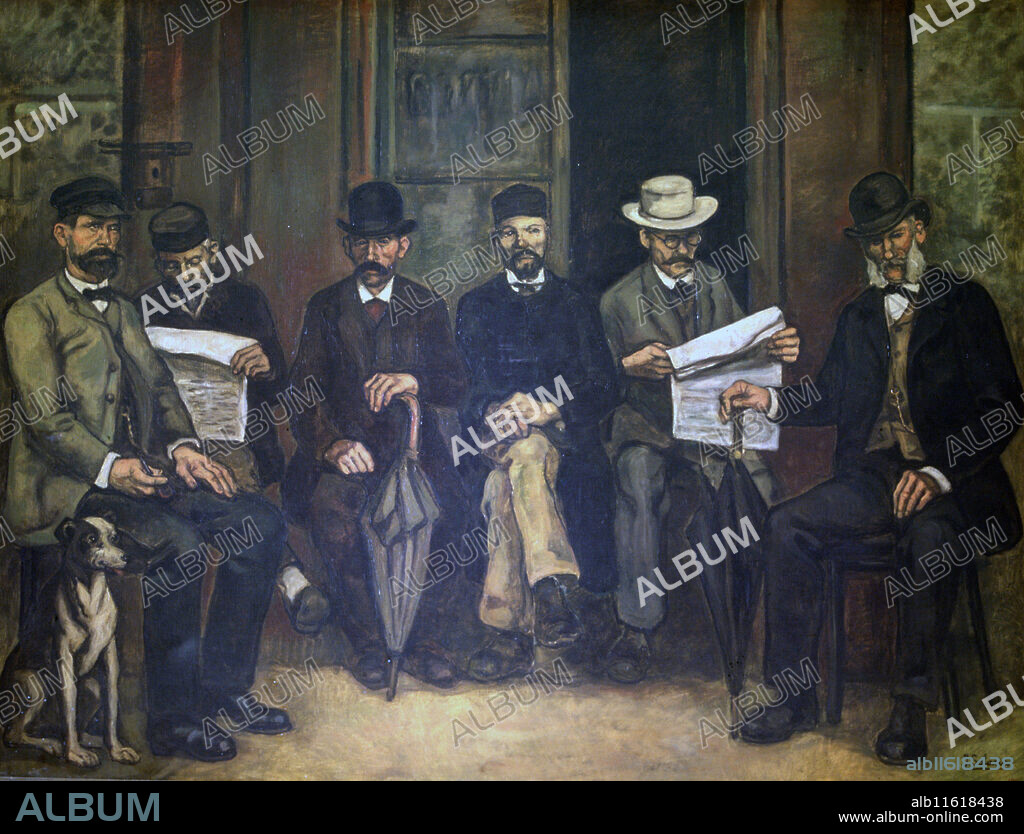 JOSÉ GUTIERREZ SOLANA. JOSE GUTIERREZ SOLANA. PINTOR ESPAÑOL . MADRID 1886 - 1945. " REUNION DE BOTICA " , OLEO AÑO 1934. MUSEO ARTE MODERNO . BARCELONA. ATENCION: AUTOR CONTEMPORANEO SUJETO A COPYRIGHT ©. EL CLIENTE FINAL ES RESPONSABLE DE LA GESTION DE LOS DERECHOS DE AUTOR CON LAS SOCIEDADES EXISTENTES DE GESTION DE DERECHOS O DIRECTAMENTE CON LOS ORGANISMOS TITULARES DE LOS MISMOS.