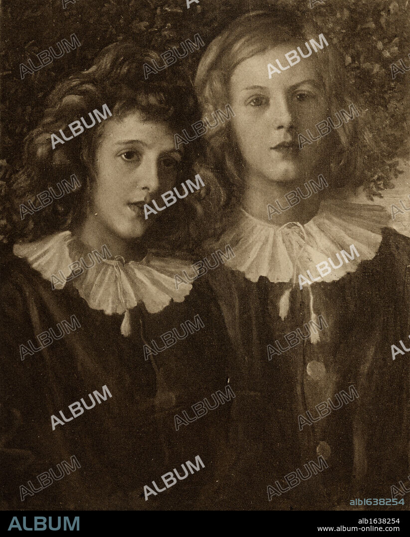 Hallam and Lionel Tennyson, from the picture at Aldworth painted by G.F. Watts, R.A..From the book "Tennyson a memoir" by his son Hallam Lord Tennyson, published 1897.