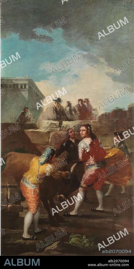 Francisco de Goya y Lucientes / 'La novillada', 1777-1780, Escuela Española, Óleo sobre Lienzo, 259 cm x 136 cm, P00787.