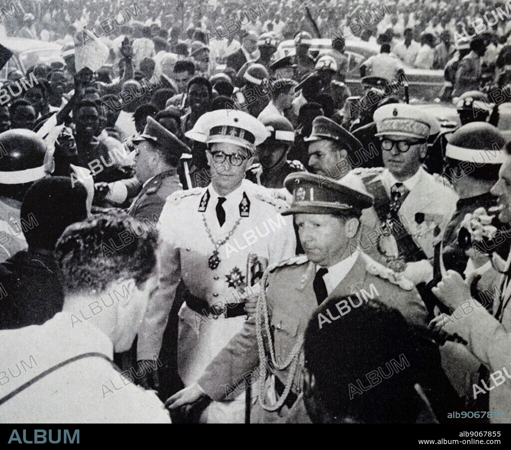 King Baudouin II of the Belgians, visits the Congo (Democratic Republic of Congo) 1960.