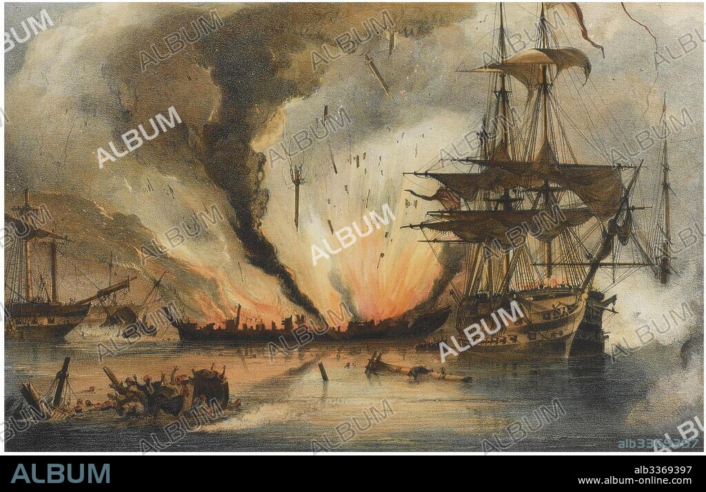 GEORGE PHILIP REINAGLE. The Naval Battle of Navarino on 20 October 1827.
