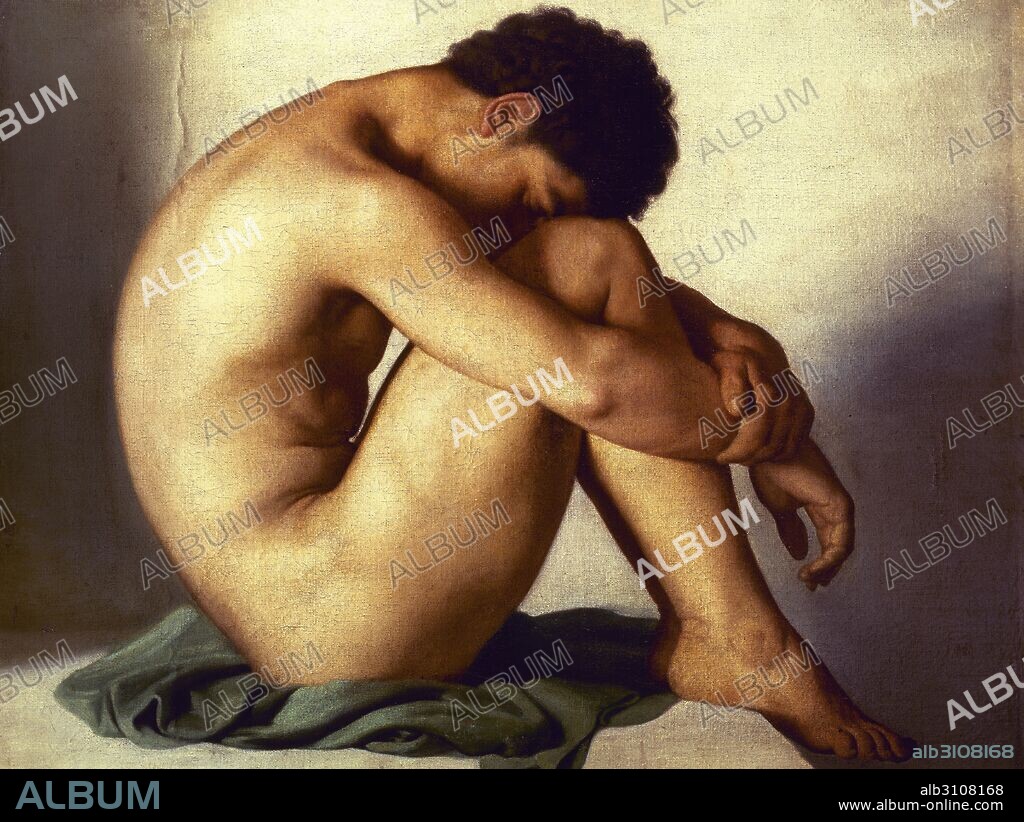 HIPPOLYTE FLANDRIN. Estudio de un joven desnudo.