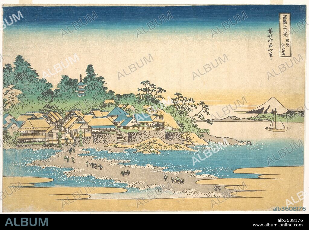 Enoshima in Sagami Province (Soshu Enoshima), from the series Thirty-six Views of Mount Fuji (Fugaku sanjurokkei). Artist: Katsushika Hokusai (Japanese, Tokyo (Edo) 1760-1849 Tokyo (Edo)). Culture: Japan. Dimensions: 10 1/8 x 14 3/4 in. (25.7 x 37.5 cm). Date: ca. 1830-32.