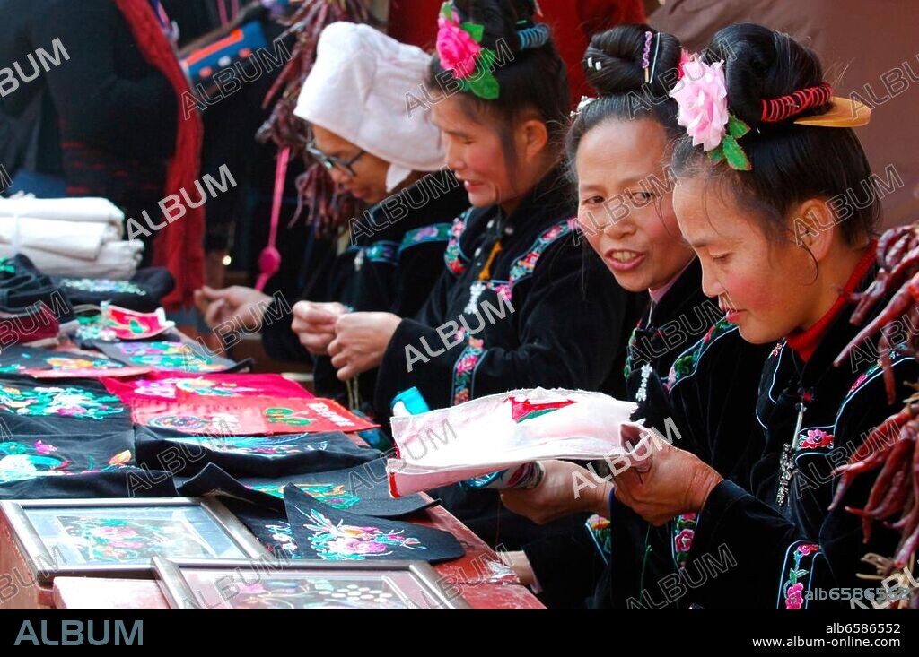 Miao embroidery in Xijiang Town, Leishan County, Guizhou.