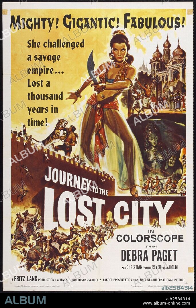 Poster de EL TIGRE DE SNAPUR, 1959 (JOURNEY TO THE LOST CITY), dirigida por FRITZ LANG. Copyright AMERICAN INTERNATIONAL PICTURES.
