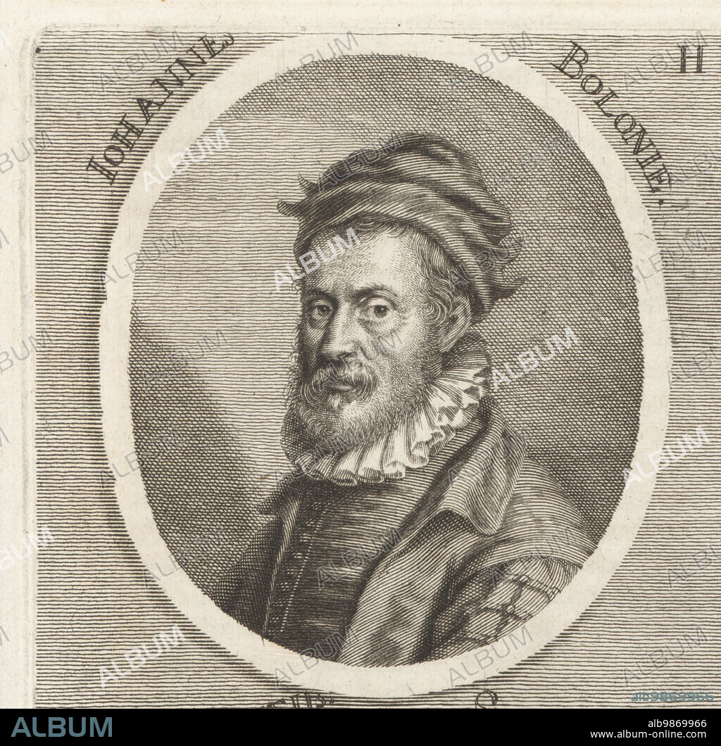Giambologna or Jean de Boulogne, Flemish Renaissance sculptor, and architect, 1529-1608. Johannes Bolonie. Copperplate engraving after an illustration by Joachim von Sandrart from his LAcademia Todesca, della Architectura, Scultura & Pittura, oder Teutsche Academie, der Edlen Bau- Bild- und Mahlerey-Kunste, German Academy of Architecture, Sculpture and Painting, Jacob von Sandrart, Nuremberg, 1675.