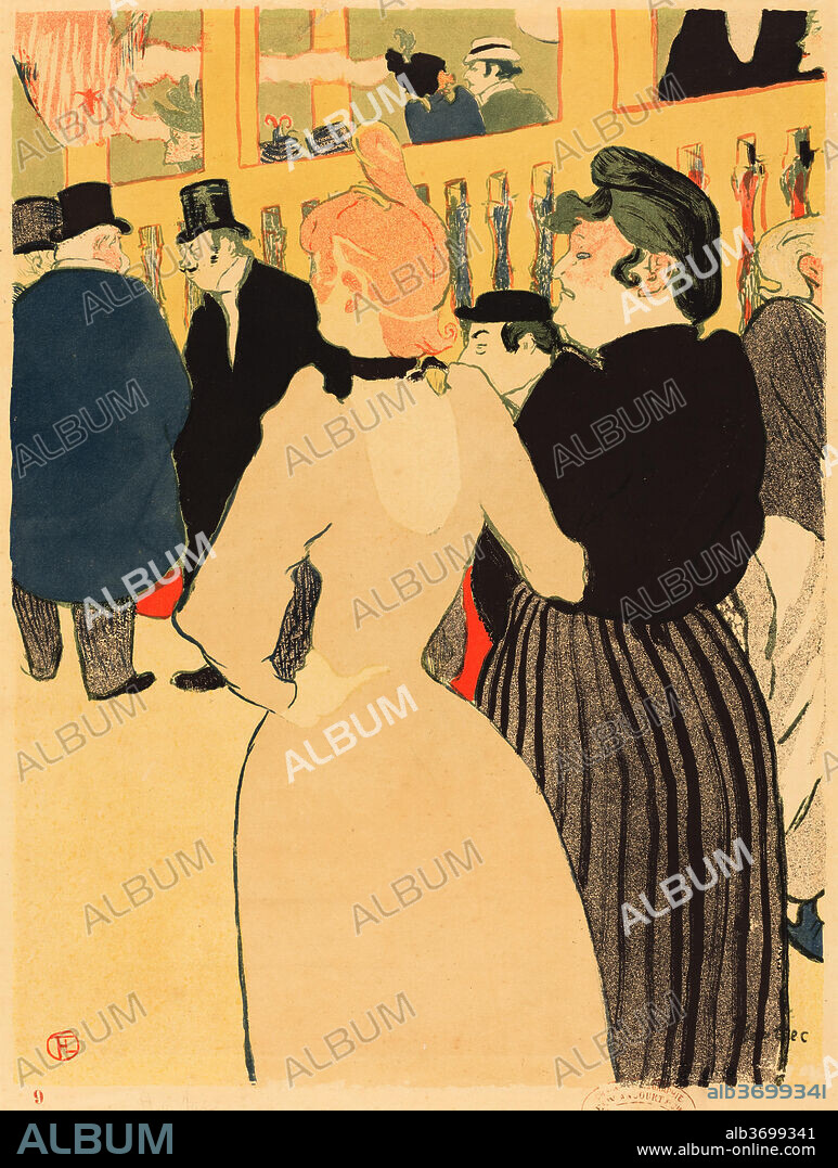 HENRI DE TOULOUSE LAUTREC. At the Moulin Rouge, la Goulue and Her Sister (Au Moulin Rouge, la Goulue et sa soeur)). Dated: 1892. Dimensions: image: 45.8 x 34.4 cm (18 1/16 x 13 9/16 in.)  sheet: 49.7 x 37.4 cm (19 9/16 x 14 3/4 in.). Medium: color lithograph.