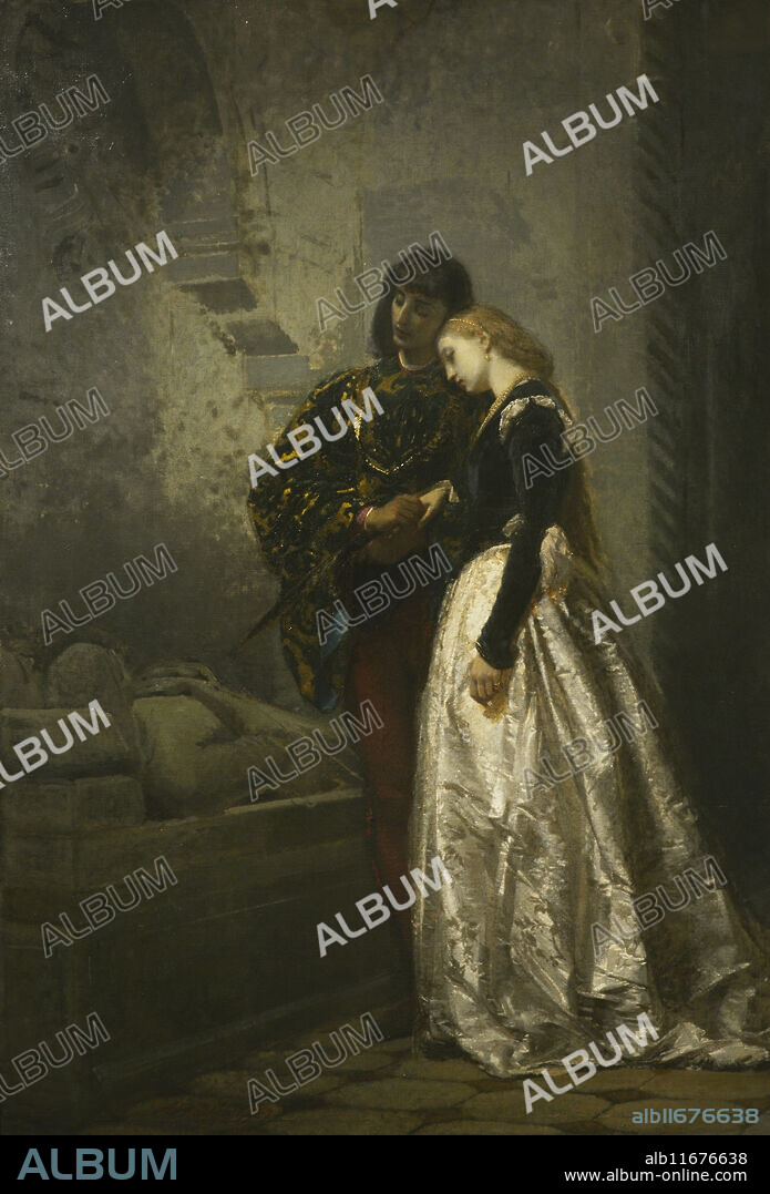 Tranquillo Cremona (1837-1878). Italian painter. A Visit to Romeo and Juliet's Grave, 1862. Oil on canvas, 144 x 100 cm. Modern Art Gallery. Milan. Italy.