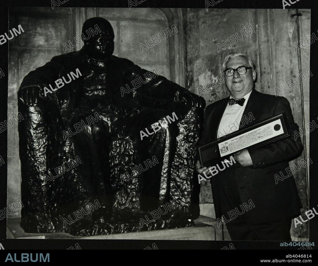 Dennis Matthews, publisher of jazz magazine Crescendo, at the Guildhall, London, after being made a Freeman of the City, 14 April 1992.