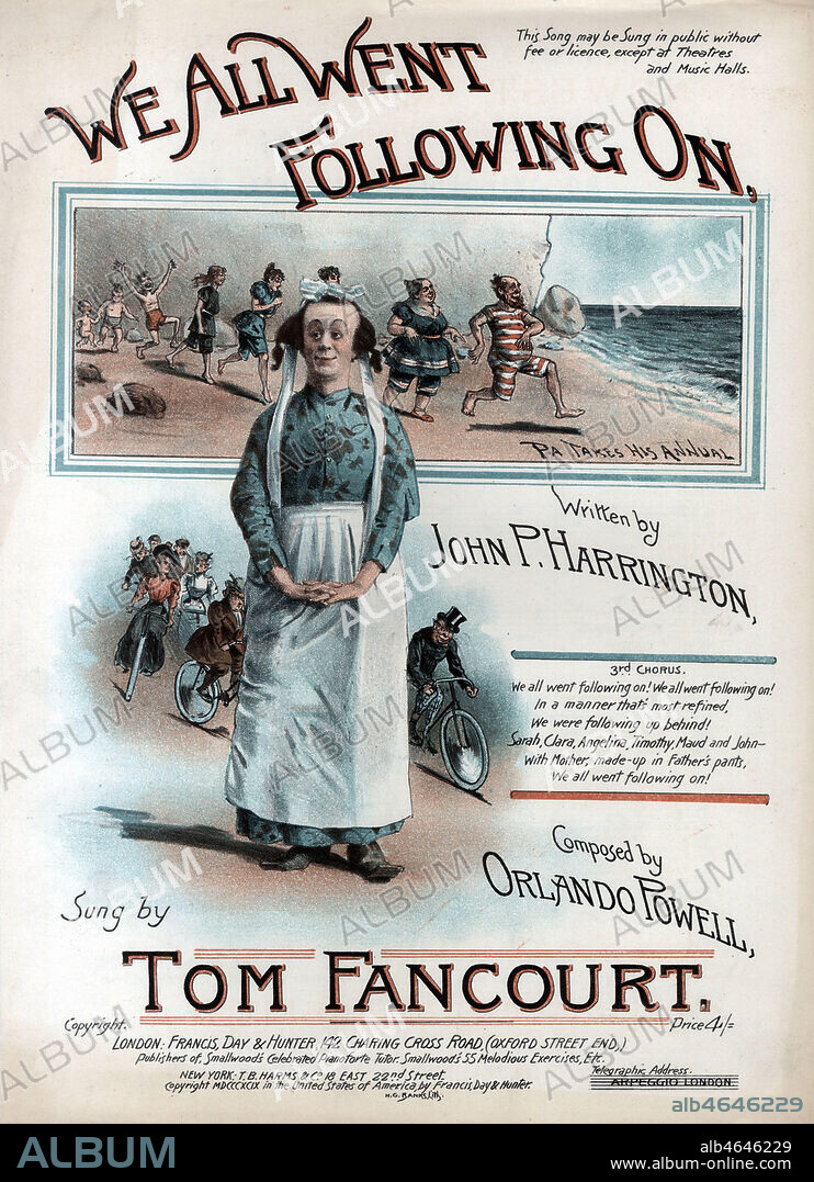 We all went following on. Musique de Orlando POWELL, Paroles de John P. HARRINGTON. Illustration anonyme pour une couverture de partition musicale anglaise de 1899. Credit : Collection IM/Kharbine-Tapabor.