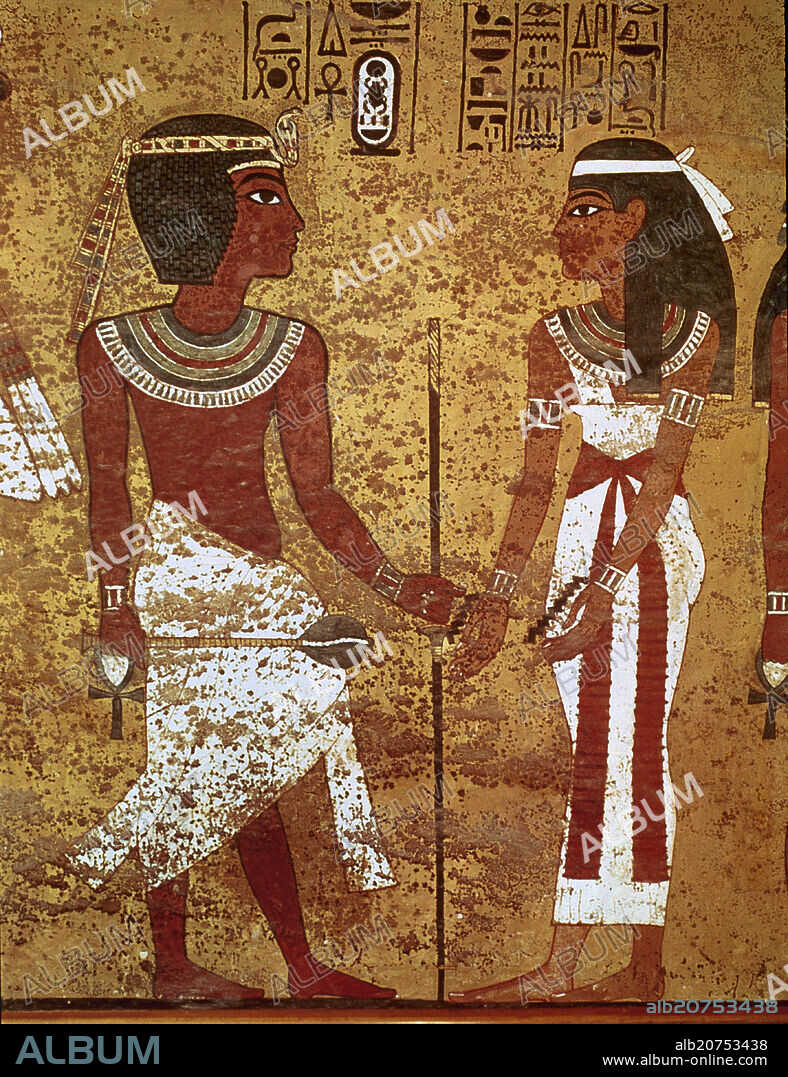 TUMBA TUTANKAMON II-PINTURA-TUTANKAMON Y SU ESPOSA.