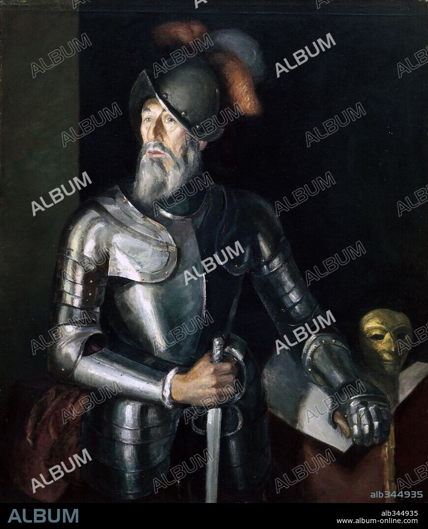 DANIEL VÁZQUEZ DÍAZ. Portrait of Francisco Pizarro (1478-1541), Spanish conquistador, oil on canvas, 125 cm x 105 cm.