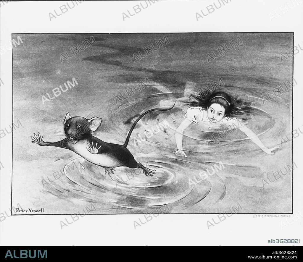 Alice and the Mouse, illustration for Alice's Adventures in Wonderland by Lewis Carroll (1902). Artist: Peter Newell (American, McDonough County, Illinois 1862-1924 Little Neck, New York). Dimensions: image: 7 1/16 x 11 1/8 in. (17.9 x 28.3 cm)
sheet: 10 13/16 x 11 5/16 in. (27.5 x 28.8 cm). Date: 1902.