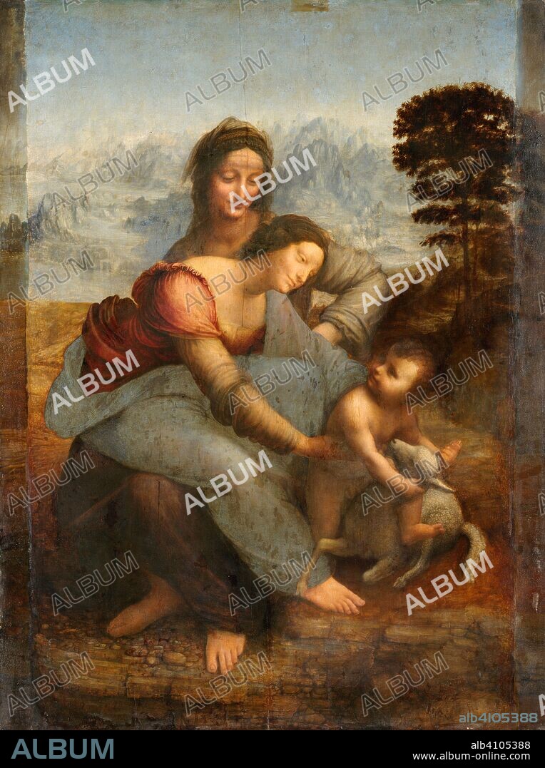 Leonardo da Vinci, The Virgin and Child with Saint Anne, before restoration. Circa 1503-1519.