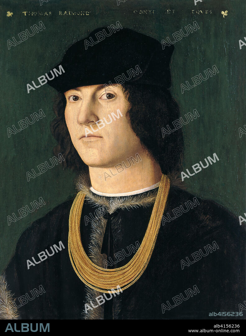 Amico Aspertini (Bologna,  1474/75-1552). Portrait of Tommaso Raimondi (ca. 1500). Oil on panel. 41.5 x 32.5 cm.