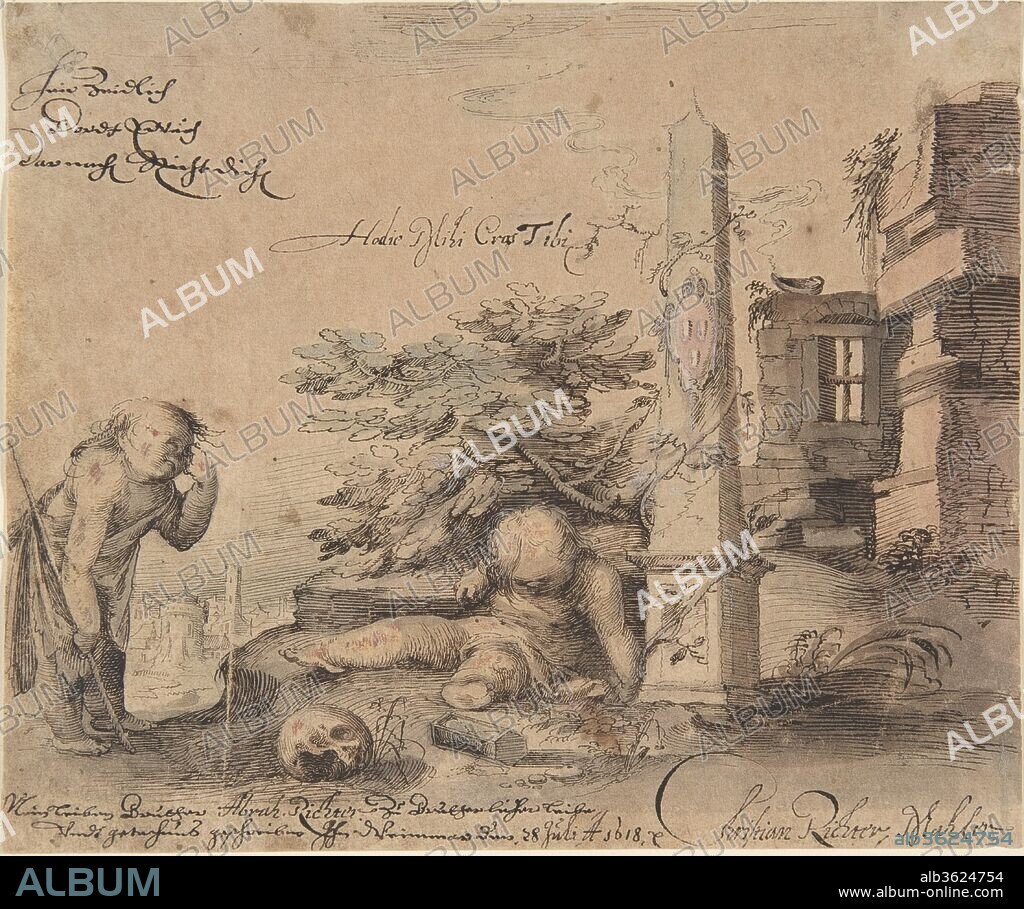 Allegory of the Transience of Life. Artist: Christian Richter (German, Altenburg ca. 1585/90-1667 Weimar). Dimensions: sheet: 5 x 5 15/16 in. (12.7 x 15.1 cm). Date: 1618.