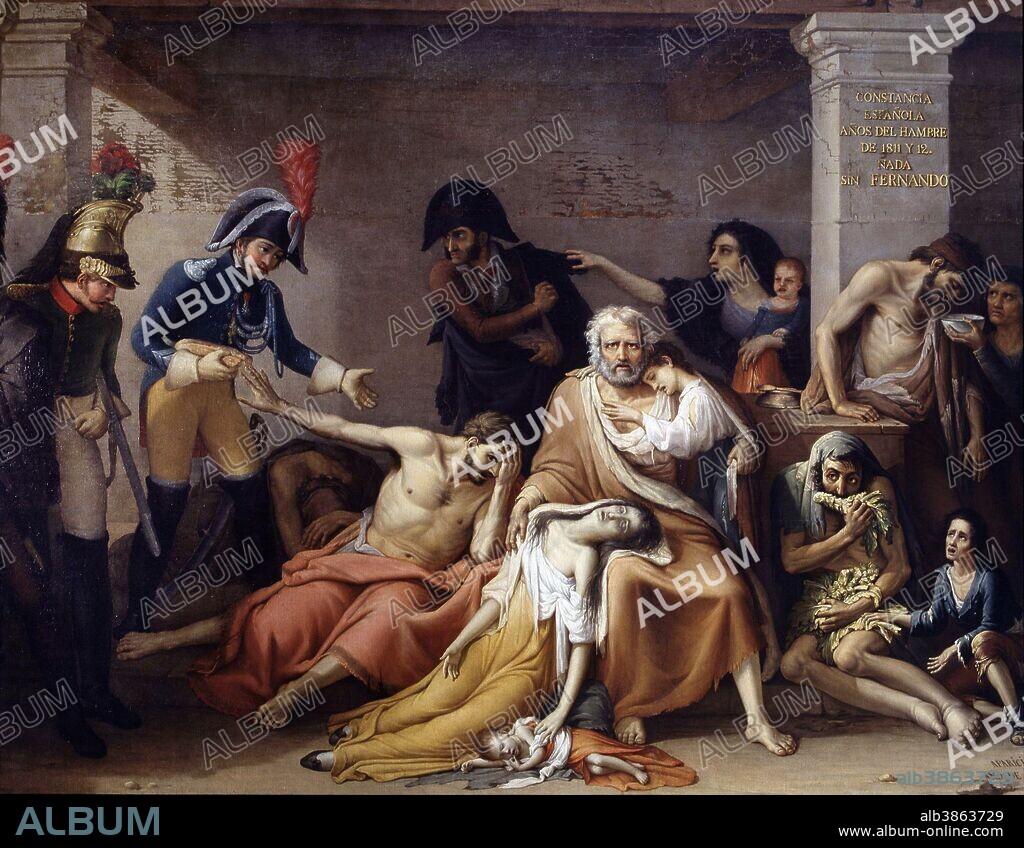 GUERRA DE LA INDEPENDENCIA . ESPAÑA 1808-1814. REINADO DE FERNANDO VII. " EL HAMBRE DE MADRID ". OLEO DE JOSE APARICIO , AÑO 1818. MUSEO DEL PRADO . MADRID.