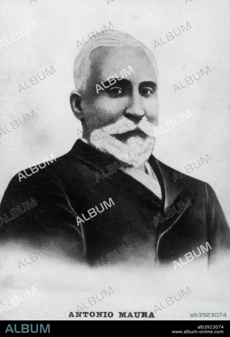 Antonio Maura, born in Palma de Majorca in 1853 and was the Minister of Overseas trade from December 1892 until March 1894.  In June 1893 he presented his famous Plan Maura, that  established in Cuba an insular delegation. He was a President of the Minister Council in 1919 and died  in 1925. Cigar card from the History of Cuba, Geografico Universal, Propaganda de los Cigarros Susini y La Corona, Tabacalera Cubana.