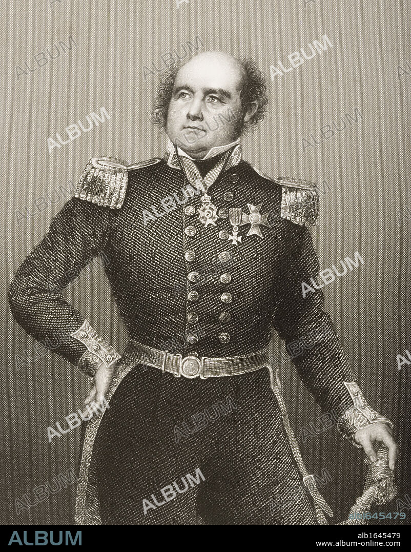 Sir John Franklin, 1786 - 1847. Celebrated English Navigator.Engraved by D.J.Pound from a drawing by Negelen. From the book "The Drawing-Room of Eminent Personages" Volume 2. Published in London 1860.