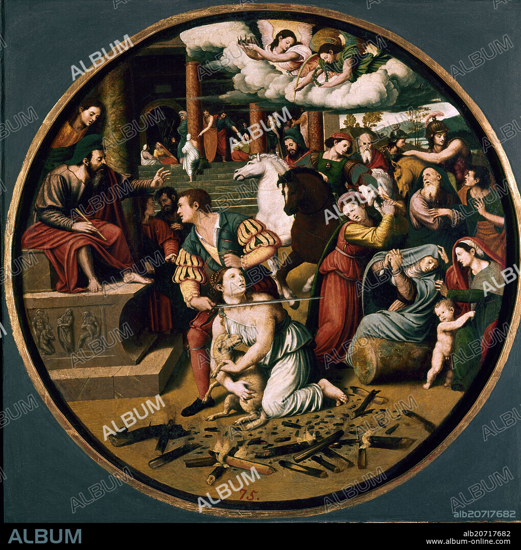 VICENTE MASIP O VICENTE MACIP (1475-1550). Martyrdom of Ste. Inès. 1540. Oil on canvas (diameter: 58). Spanish Renaissance. Madrid, Prado museum.
