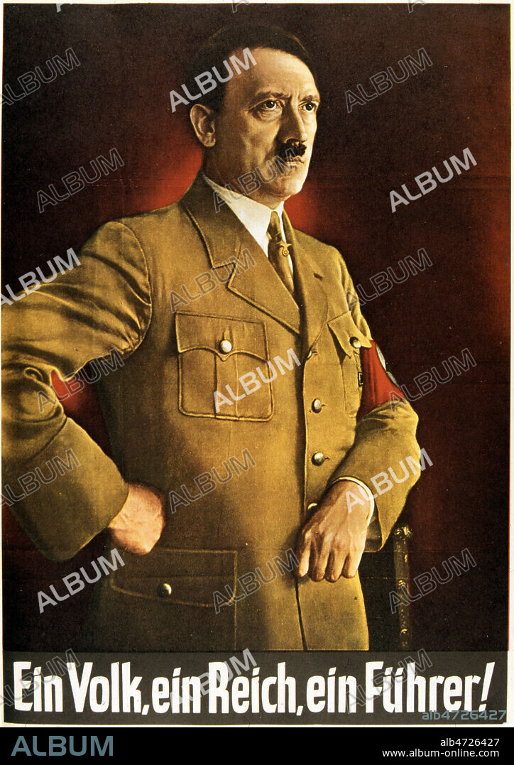 Ein Volk. ein Reich. ein fuhrer!. Portrait d'Hitler . Affiche allemande 1938 avec Adolph HITLER (1889-1945). Credit : Coll. JeanVigne/KHARBINE-TAPABOR.